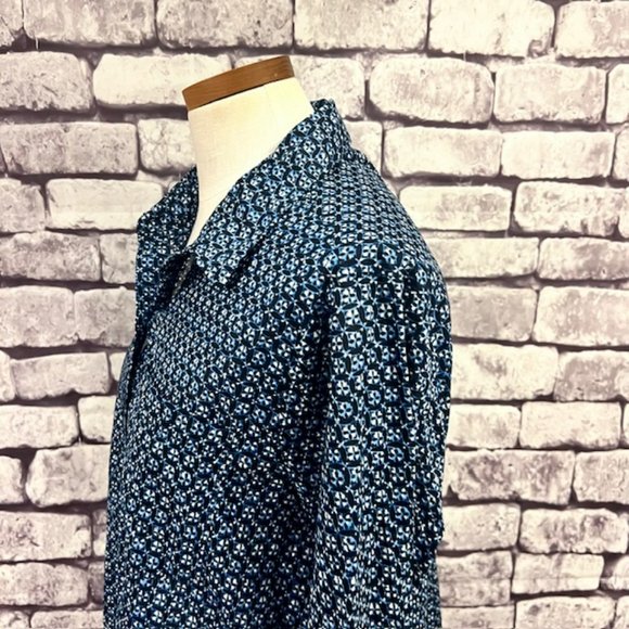 Michael Kors Blue & White Long Sleeve Blouse Size L - Picture 4 of 9